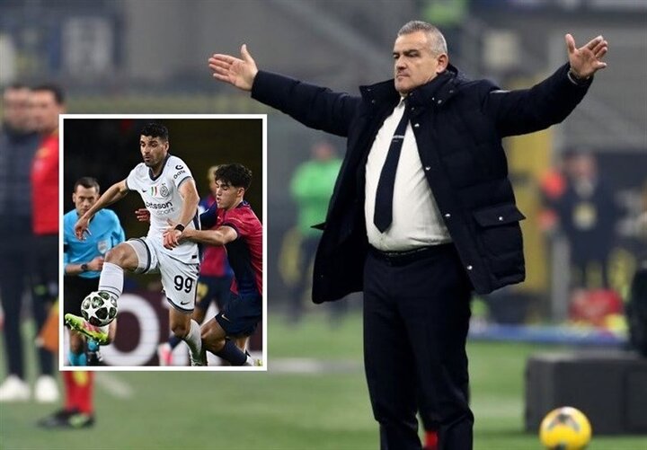 Mehdi Taremi celebrates a goal for Inter Milan during the Champions League semi finals