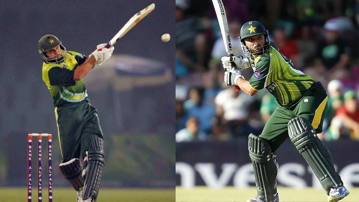 Shahid Afridi with bat after fastest century – whose bat did Shahid Afridi use to score his fastest century?