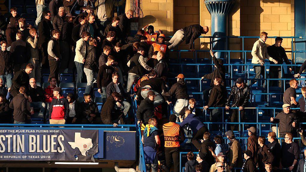Chelsea FC fans at Stamford Bridge as crowd controls are tested