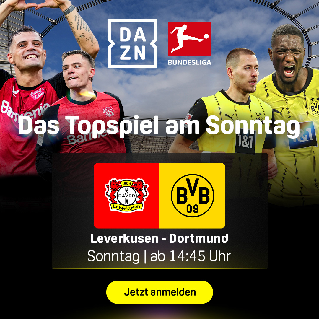 Spielszene Leverkusen vs Dortmund in der Bundesliga