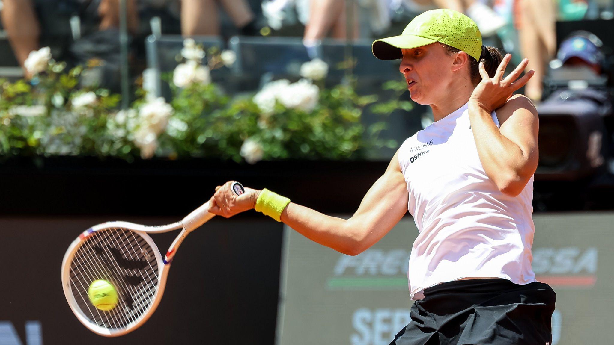 Iga Swiatek competing at the Italian Open 2025