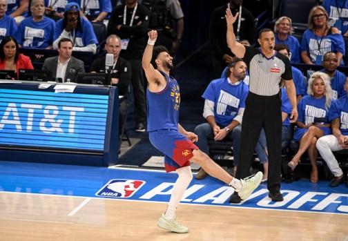Michael Porter Jr. attempts a shot during the Nuggets vs. Thunder playoff game.