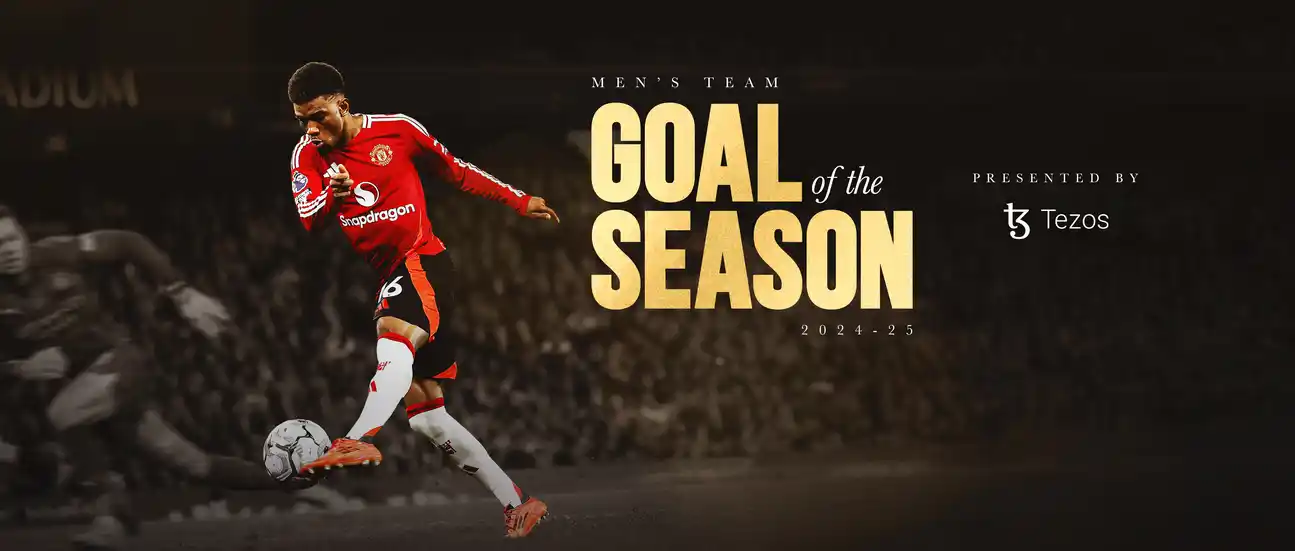 Amad Diallo celebrates his award-winning goal for Manchester United
