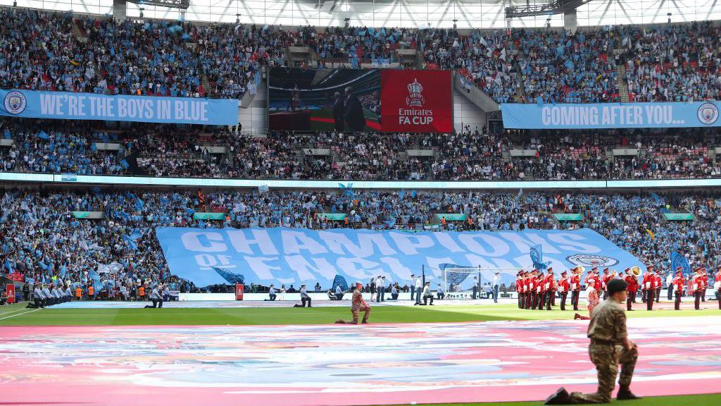 Manchester City and Crystal Palace battle in the FA Cup final at Wembley stadium