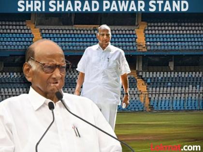 शरद पवार वानखेडे स्टॅडियममध्ये भाषण करताना