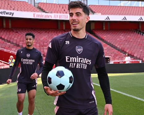 Kai Havertz works out at Arsenal training facility, as ESPN and other sports media cover his transformation.
