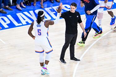 NBA scores playoff action between Nuggets and Thunder
