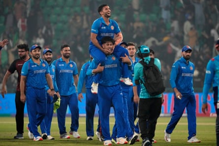 Players of the Zimbabwe cricket team celebrating during a recent match.