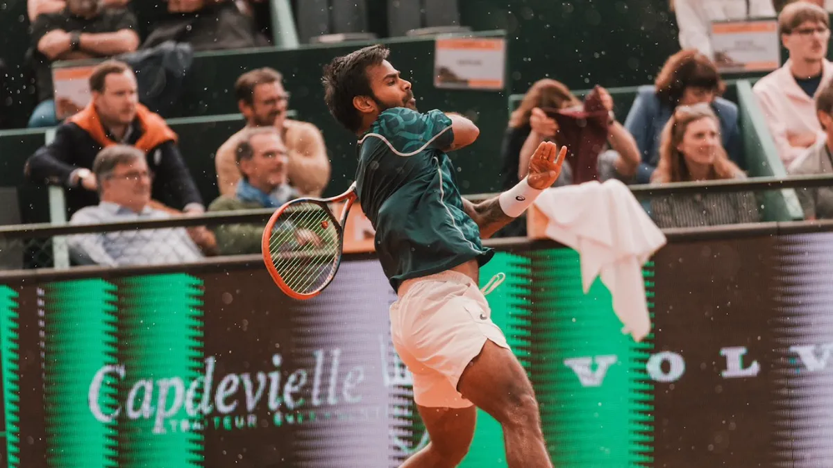 Sumit Nagal competing at French Open 2025 for India