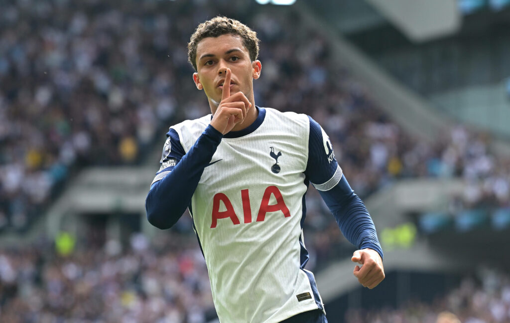 Pape Matar Sarr in action during the Europa League final with Tottenham Hotspur